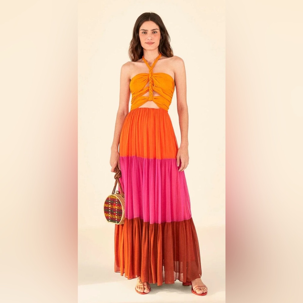 FARM RIO Macaw Scarf Maxi Dress